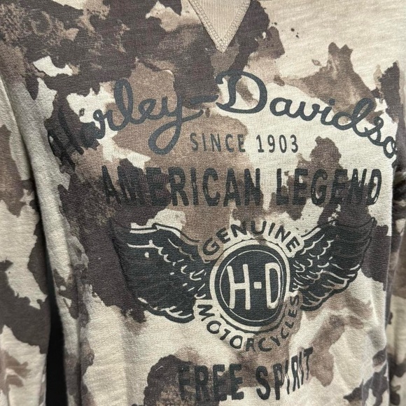 Harley Davidson Camo Sweatshirt Womens High Low Tunic Moto Grunge Top Small - Picture 3 of 8